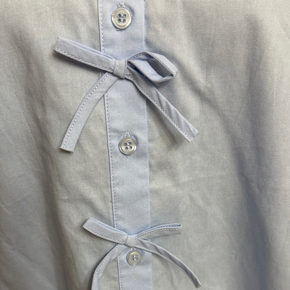 Light Blue Women's Top with Bow Accents - Picture 4 of 9